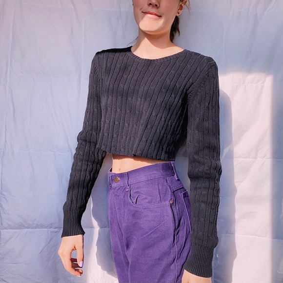 ☼Vintage St. John Bay Black Knit Cropped Sweater☼ - Picture 2 of 5